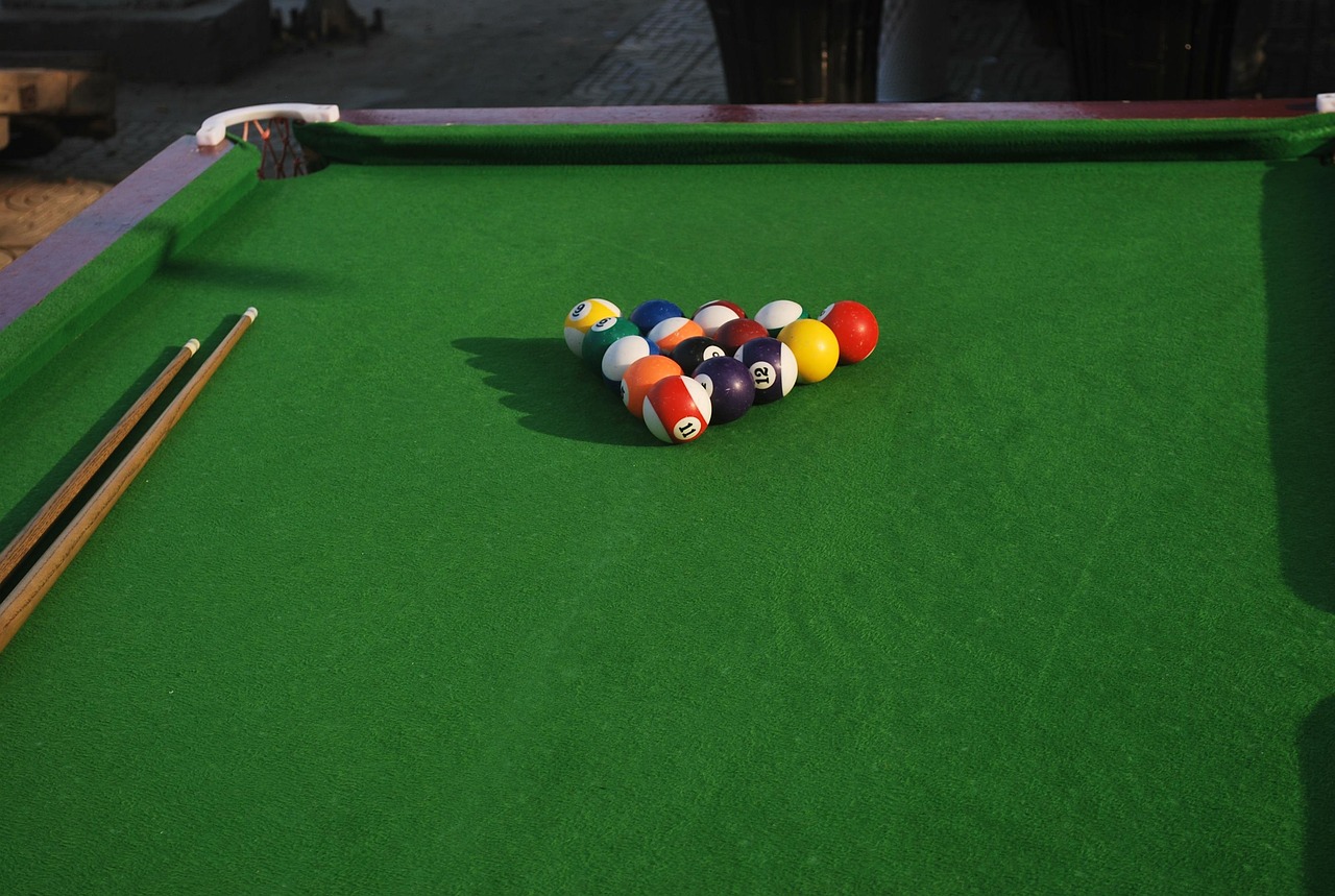 pool, table, billiards, rack, balls, pocket, cue, green table, pool, table, billiards, billiards, billiards, billiards, 