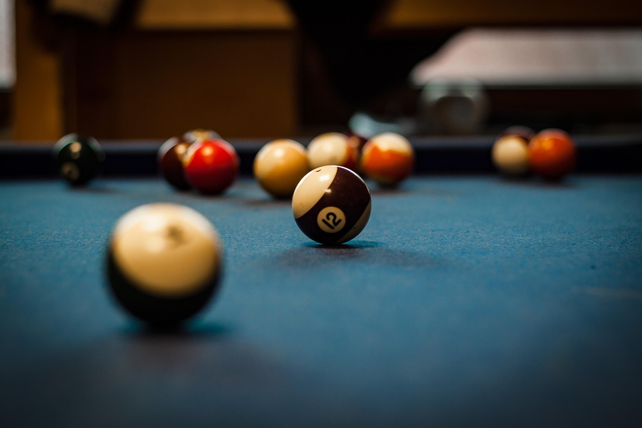 pool table, green, flat, pool, sport, table, game, ball, cue, competition, billiards, sphere, snooker, challenge, surfac