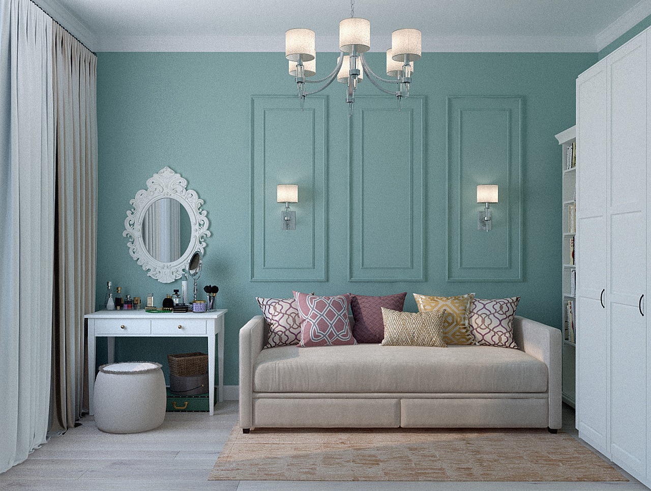 living room, room, apartment, classic, sofa, dressing table, small table, interior design, interior, hall, boudoir, inte