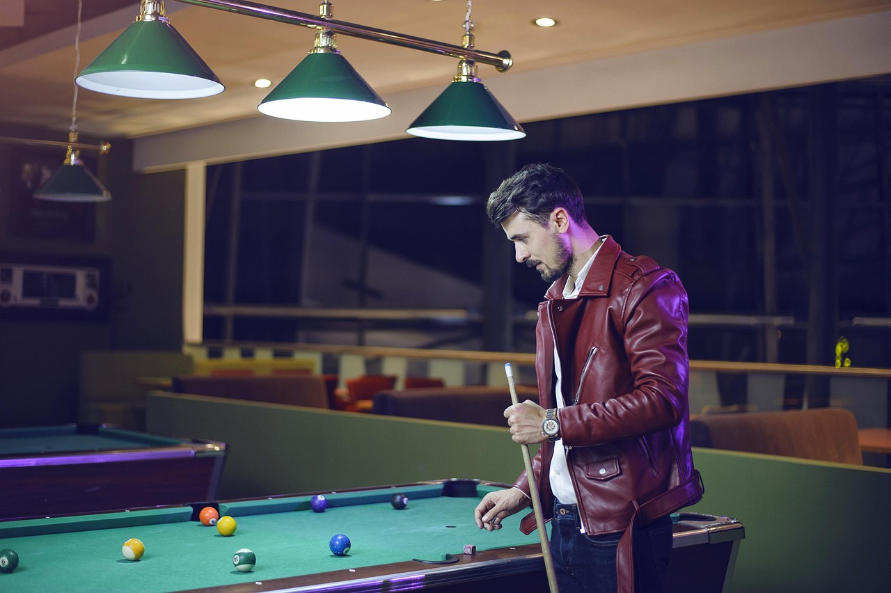 guy playing billiard, pool table, men, arcade games, snooker, cue, pub, nightlife, playing, games, skill, concentration,